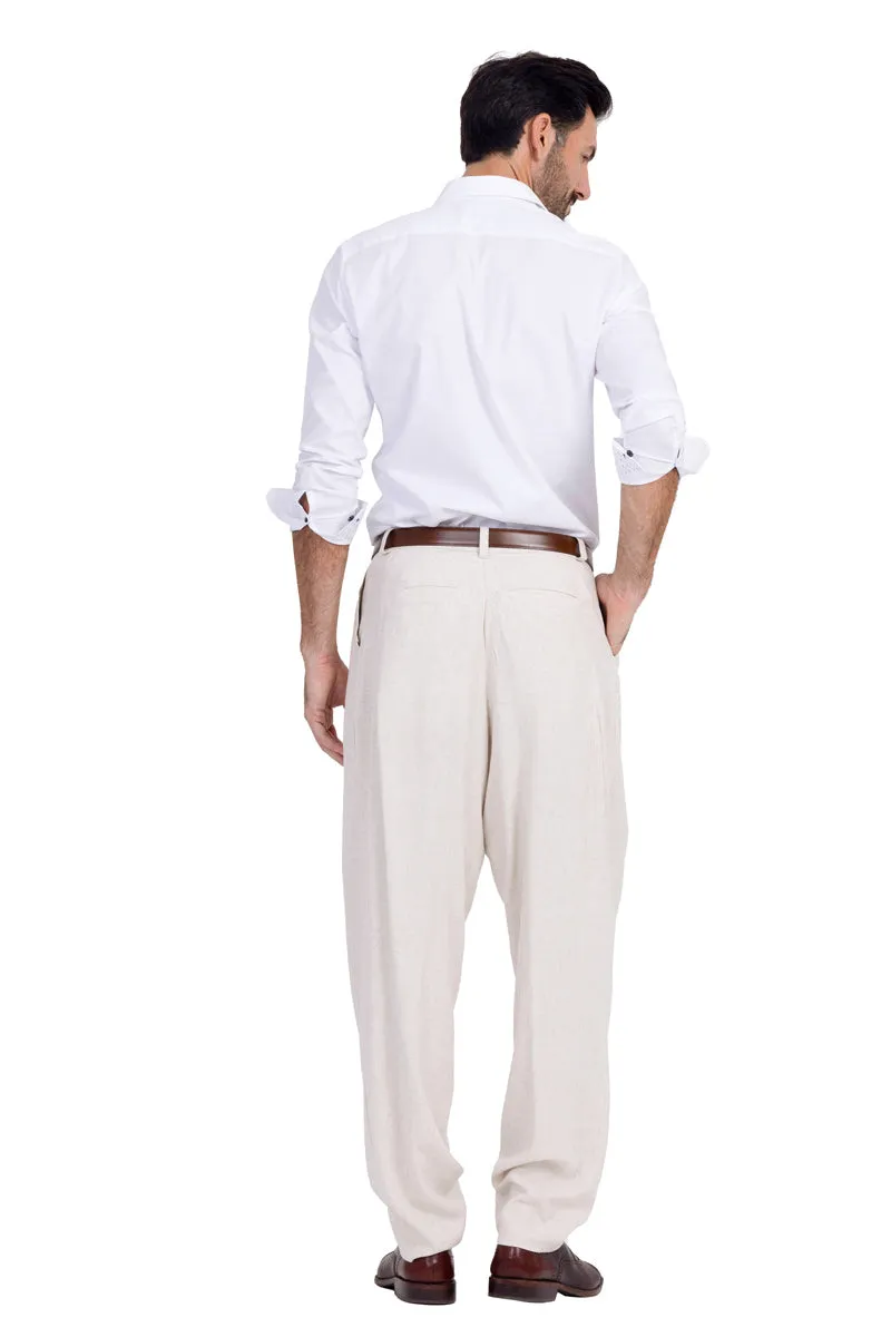 Tapered Sand Beige Tango Trousers With Two Inverted Pleats