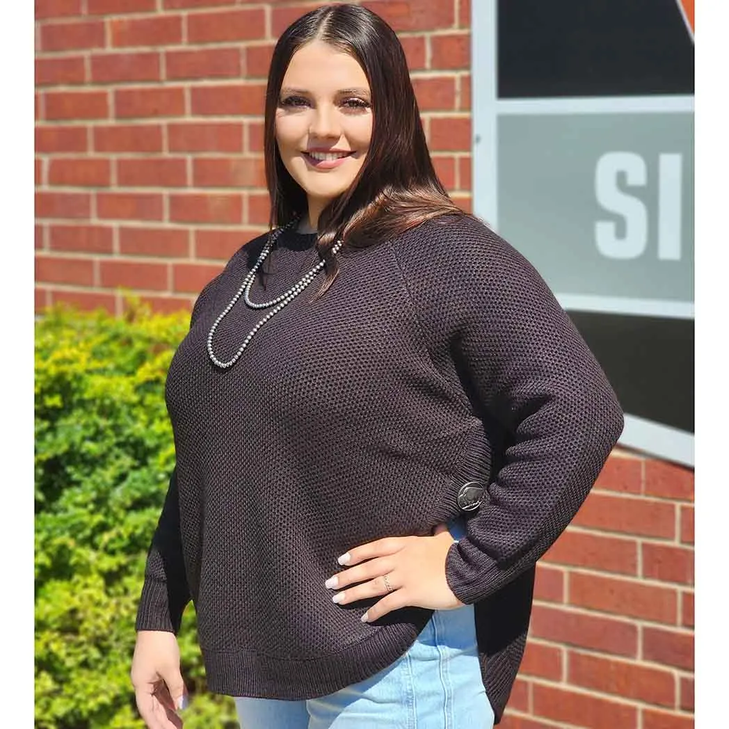 Women's Black Buffalo Concho Sweater