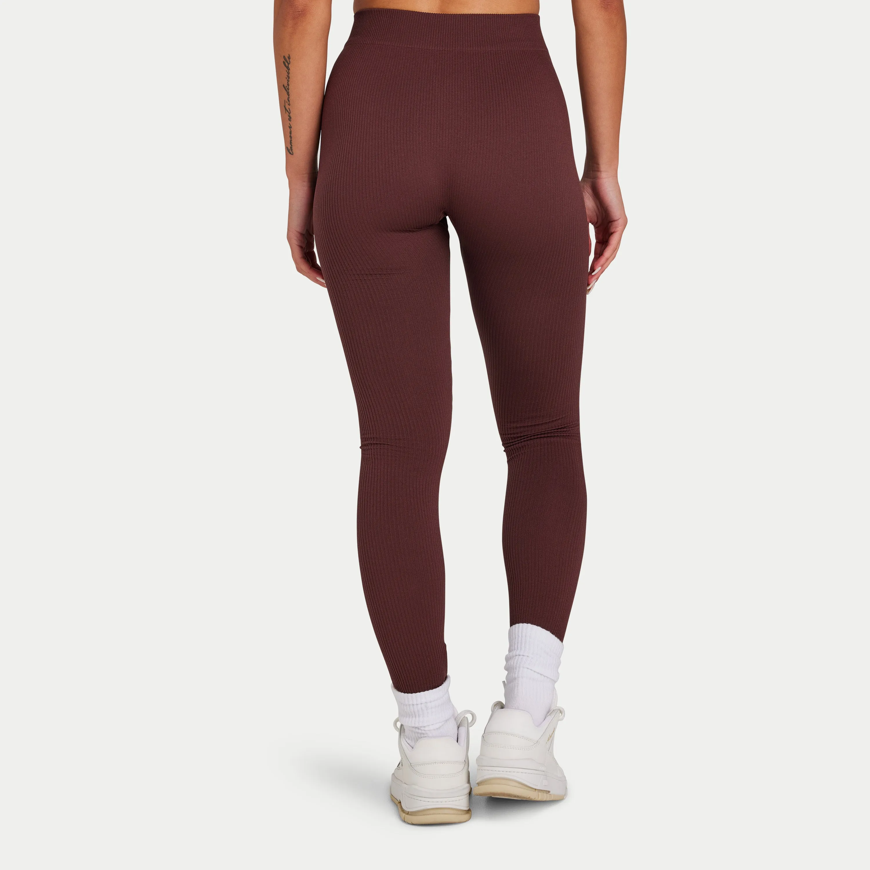 Womens Ribbed Base Legging - Mahogany Brown