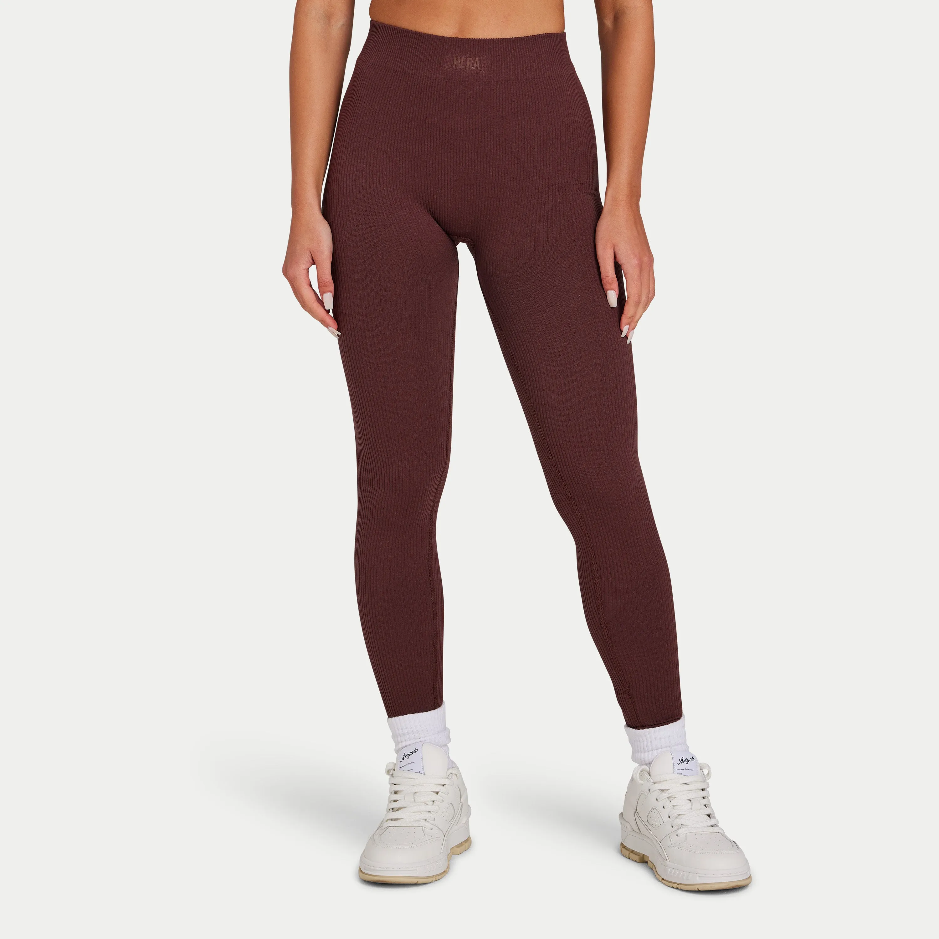 Womens Ribbed Base Legging - Mahogany Brown