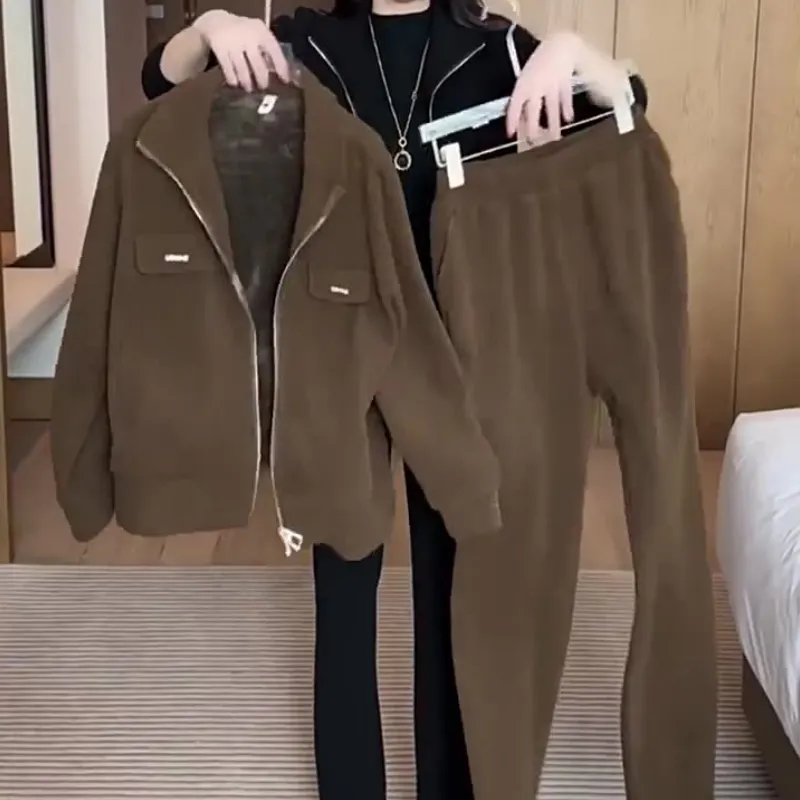 Women's Warm Plush-Lined Jacket & Pants (2 pieces Set)