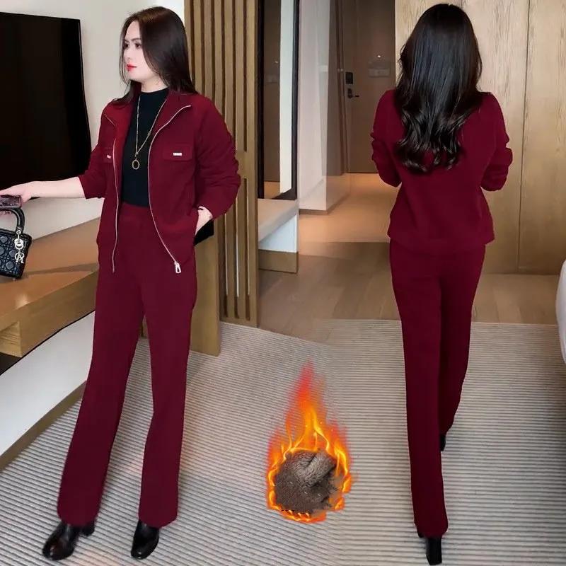 Women's Warm Plush-Lined Jacket & Pants (2 pieces Set)