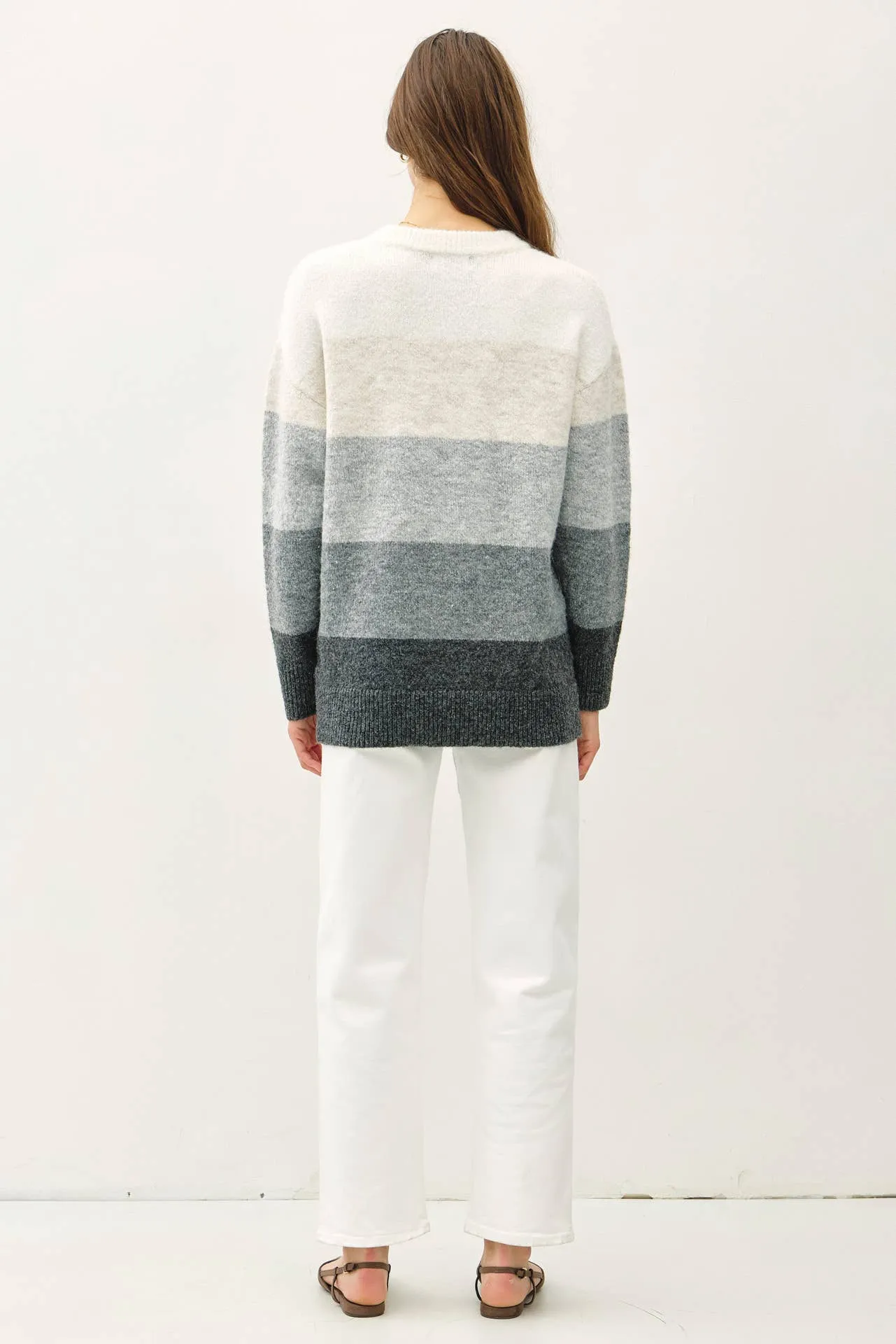 WOOL BLEND COLOR GRADIENT SWEATER